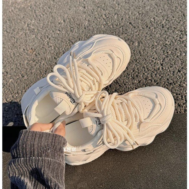 Embroidery Garments - Zapatillas Deportivas de Plataforma Beige para