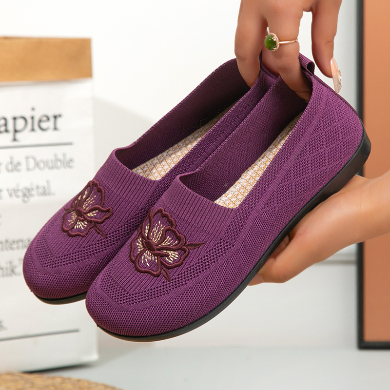Embroidery Garments - Zapatos planos de punto para mujer,