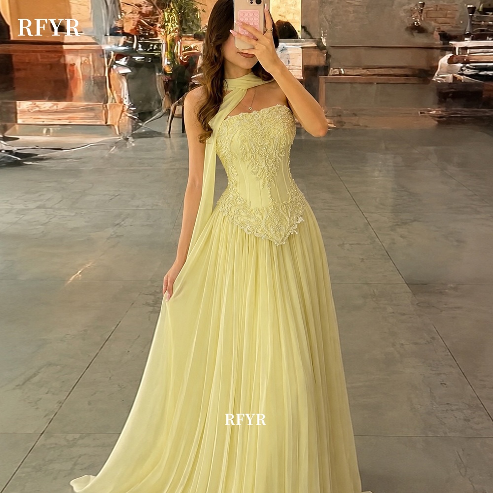 Embroidery Yellow Dress - Vestido de fiesta amarillo de la