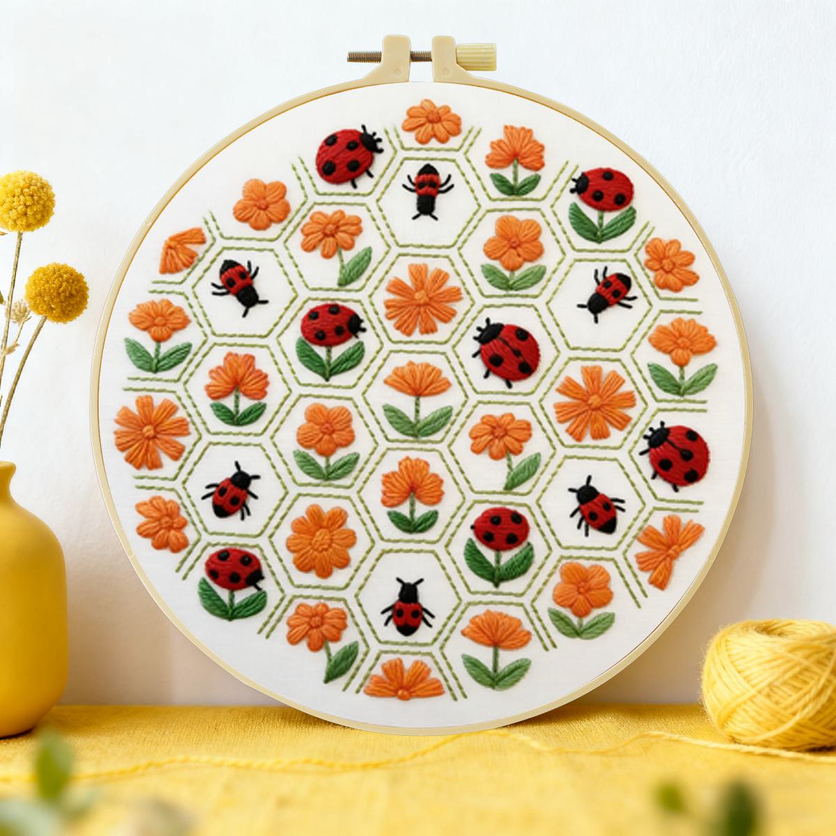 Embroidery Lady Bug - 1 pieza 20X20CM/15X15CM 7.87/6.3 pulgadas Kit