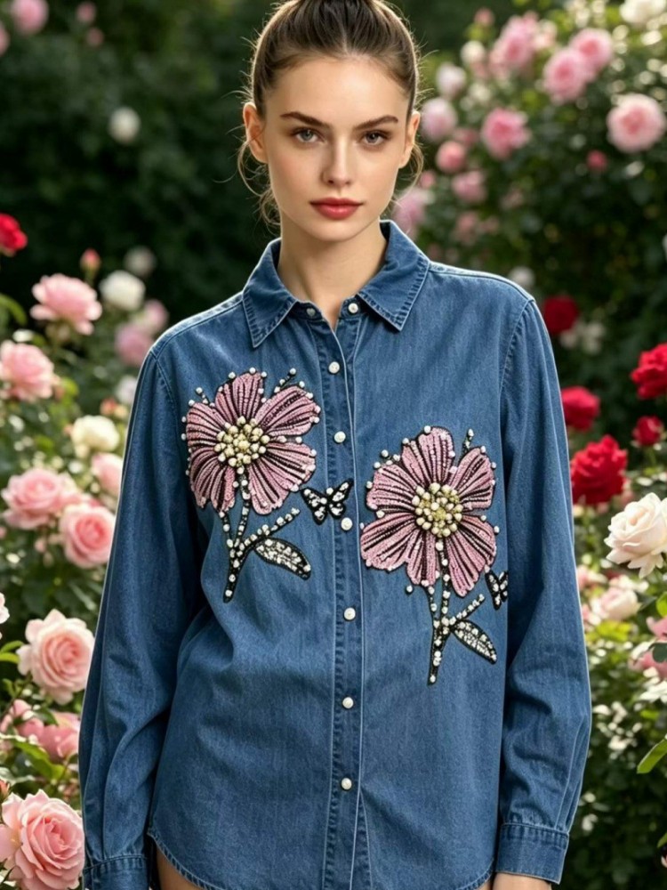 Blusas de Mezclilla Bordadas p - Embroidery Cotton Shirt reseña y precio