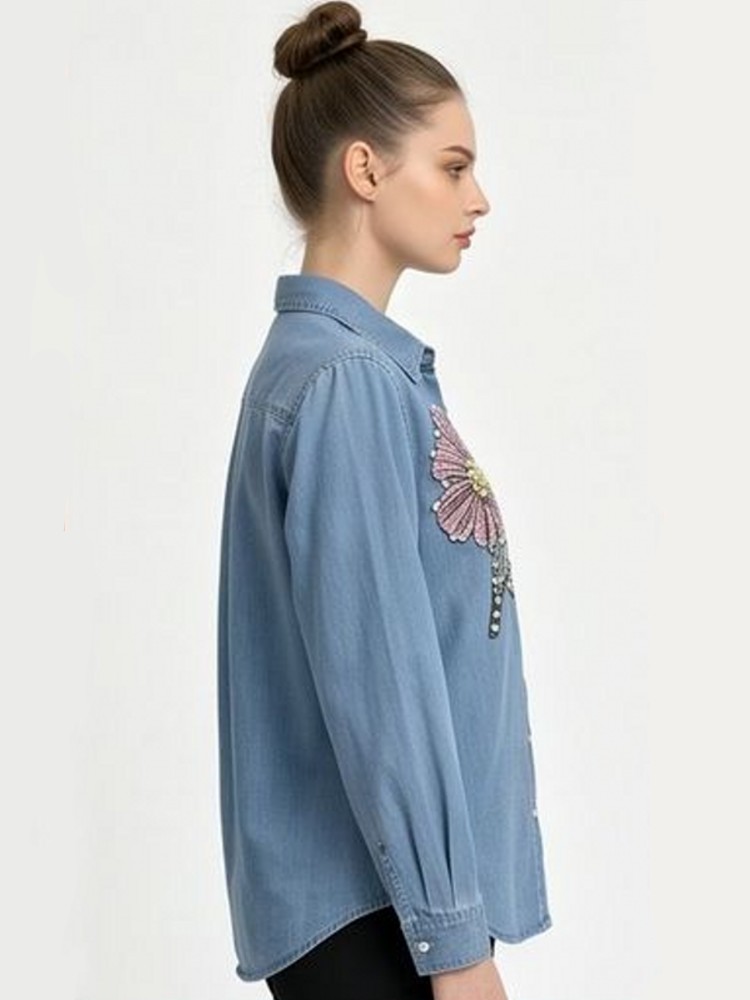 Blusas de Mezclilla Bordadas p - Embroidery Cotton Shirt reseña y precio